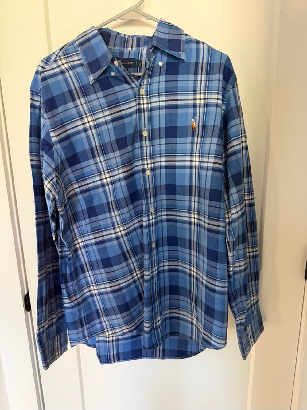 Ralph Lauren Blue Plaid Long-Sleeve Button-Down Shirt